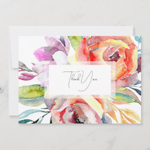 Aquarelle colorée Merci Mariage Floral