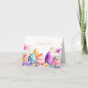 Aquarelle colorée OEufs de Pâques Carte de vacance