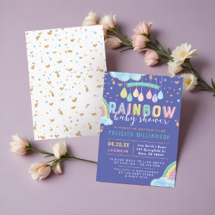Aquarelle colorée Rainbow Baby shower Invitation