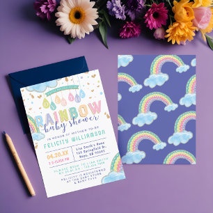 Aquarelle colorée Rainbow Baby shower Invitation