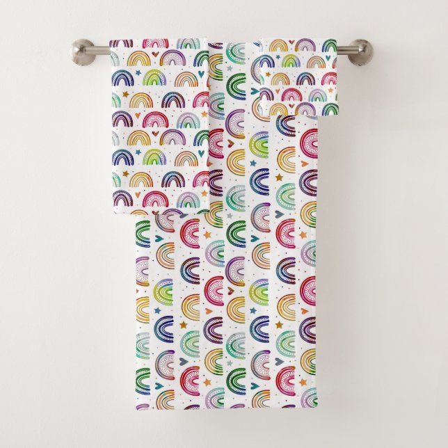 Aquarelle colorée Rainbows coeurs et étoiles motif (En situation)