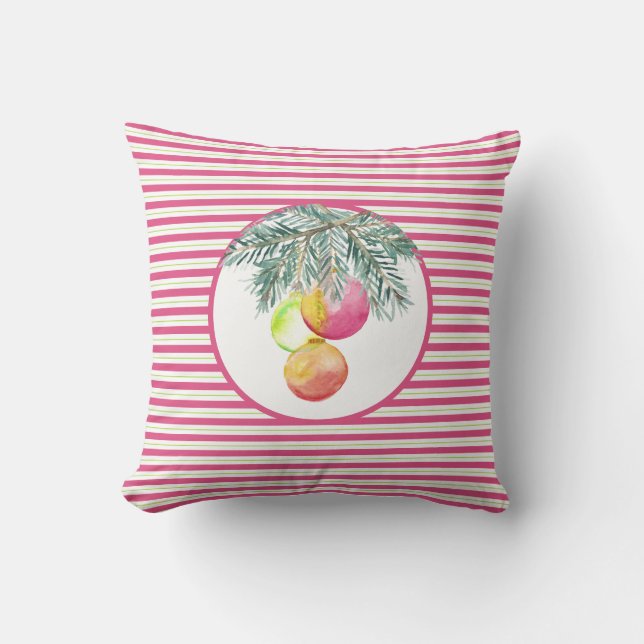 Aquarelle colorée unique Coussin de Noël (Recto)