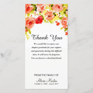 Aquarelle commémorative de Merci de sympathie