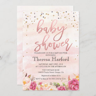Aquarelle Confetti Baby shower Invitation