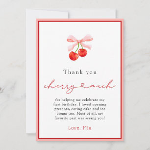 Aquarelle Coquette Cerise Carte de remerciements d