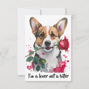 Aquarelle Corgi Chien avec carte de note Rose
