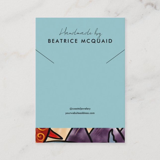 Aquarelle côtière | Carte d'affichage du collier (Devant)