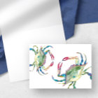 Aquarelle côtière Cartes de crabe bleu vierge à l'