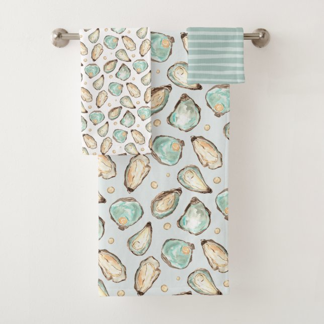 Aquarelle côtière huître et Motif Pearl (En situation)