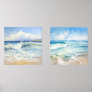 Aquarelle côtière Paysages marins