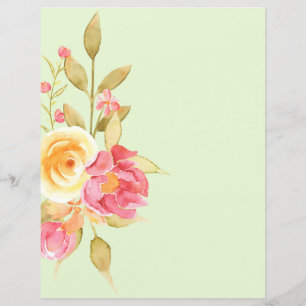 Aquarelle Cottage Jardin Roses papier à scandale