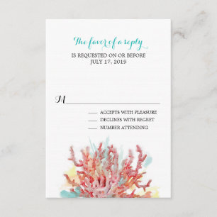 Aquarelle couleur Coral Reef RSVP pour mariage