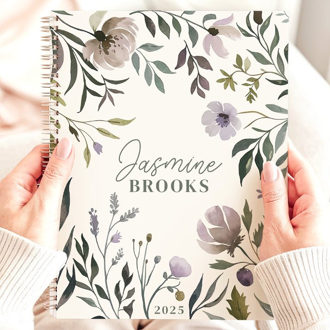 Aquarelle coupée Floral 2025 Nom personnalisé (Créateur téléchargé)