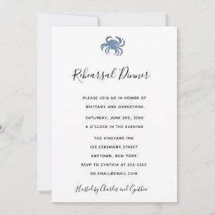 Aquarelle Crabe bleu Répétition Dîner Invitations