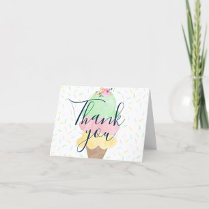 Aquarelle Crème glacée Pliage Merci Cartes