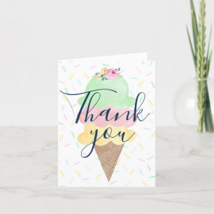 Aquarelle Crème glacée Pliage Merci Cartes
