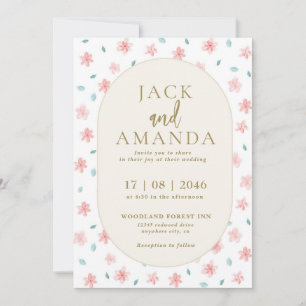 Aquarelle Crème Oval Floral Faire-part de mariage