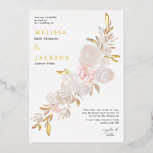 Aquarelle crème rose couronne Foil Invitation