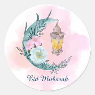 Aquarelle Croissant Aïd Moubarak Sticker blanc