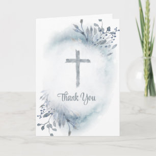aquarelle Croix et feuillage Carte de remerciement