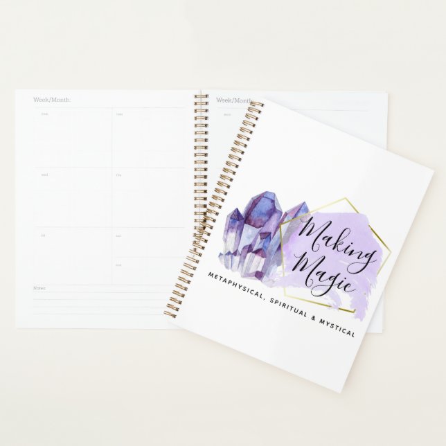 Aquarelle Crystals & Gold Géométrique Boho Logo (Devant avec enveloppe)