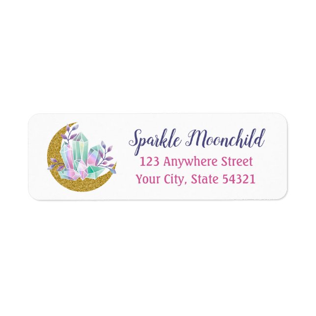 Aquarelle Crystals & Gold Moon Adresse de retour (Devant)
