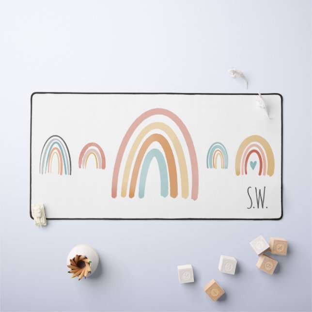 Aquarelle Cute Boho Arc-en-ciel Initiales (Tableau pour enfants)