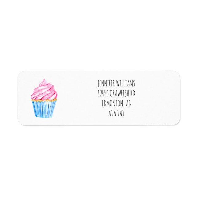 Aquarelle CUTE Cupcake rose Froid simple bleu (Devant)
