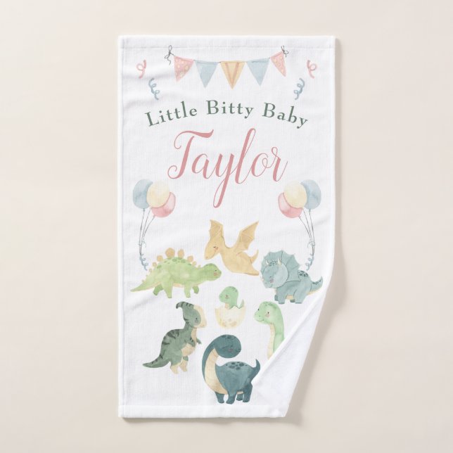 Aquarelle Cute Dinosaur Bébé personnalisé (Serviette à main)