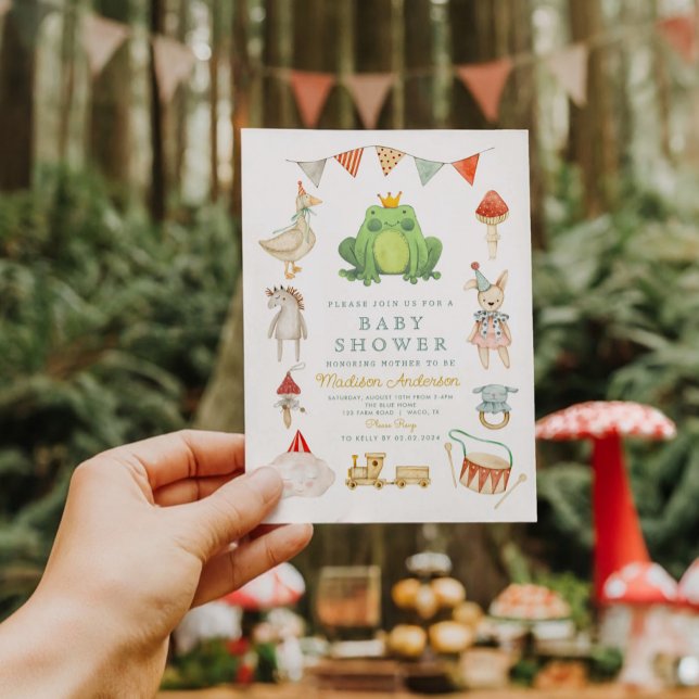 Aquarelle Cute Frog Baby shower Invitation (Créateur téléchargé)