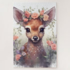 Aquarelle Cute Reinder floral Puzzle Woodland