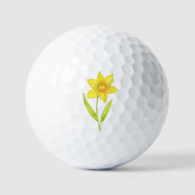 Aquarelle Daffodique 2 balles de golf (Recto)