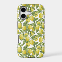Aquarelle d'agrumes jaune citrons aux feuilles ver