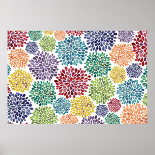 Aquarelle Dahlia Fleurs Bright Poster Art