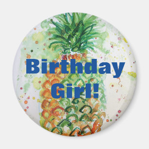 Aquarelle d'ananas Art Anniversaire Girl Magnet