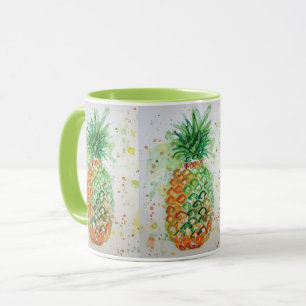 Aquarelle d'ananas Peinture Mug Vert