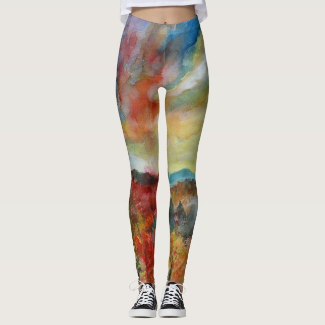 Aquarelle d'automne Leggings (Devant)