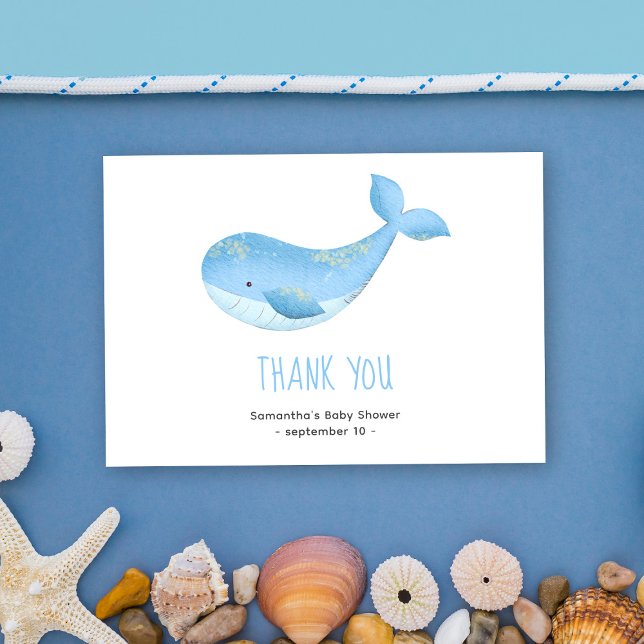 Aquarelle de baleine - merci baby shower (Créateur téléchargé)