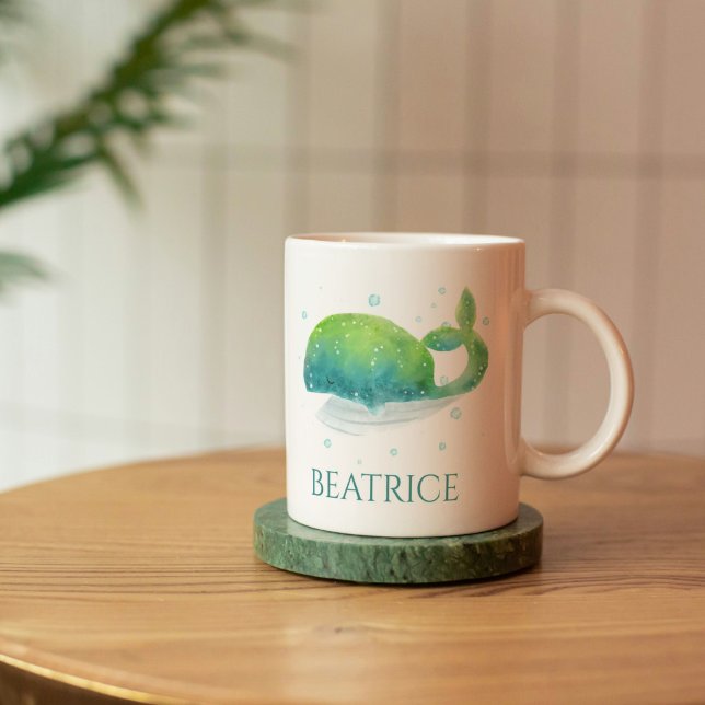 Aquarelle de baleine mignonne Customisée Mug de ca (Watercolor Whale Mug)