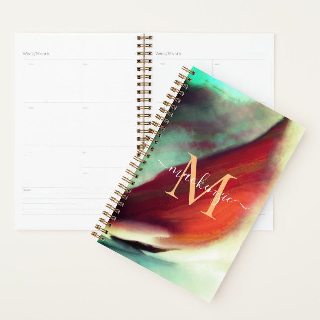 Aquarelle de bateau Vintage artistique Monogramme (Devant avec enveloppe)