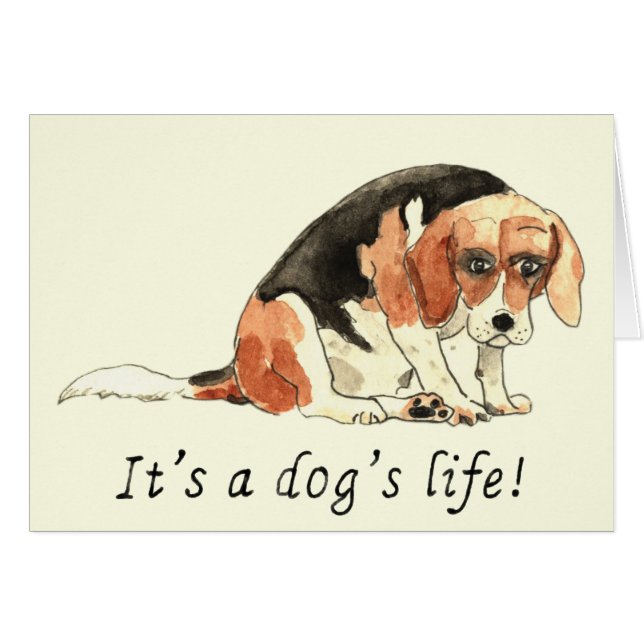Aquarelle de chien triste et citation de vie (Devant horizontal)