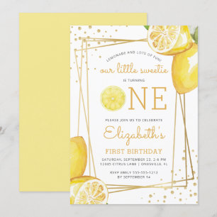 Aquarelle de citron 1er anniversaire Invitation de