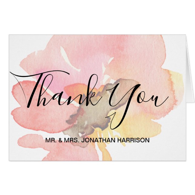 Aquarelle de corail de brun Merci floral (Devant Horizontal)