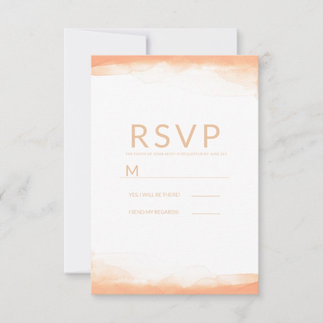 Aquarelle de corail orange Mariage moderne RSVP (Devant)
