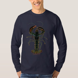 Aquarelle de homard sur le T-shirt de bleu marine
