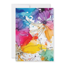 Aquarelle de la fleur arc-en-ciel Invitation flora