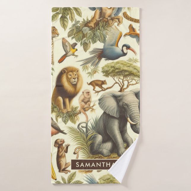 Aquarelle de la jungle vintage (Serviette de bain)