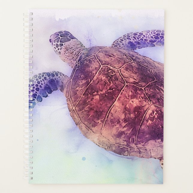 Aquarelle de la tortue marine hawaïenne (Devant)