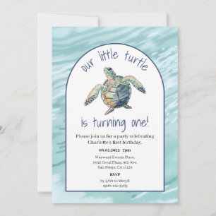 Aquarelle de la tortue marine Invitation d'anniver