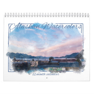 Aquarelle de l'Alaska Calendrier 12 mois